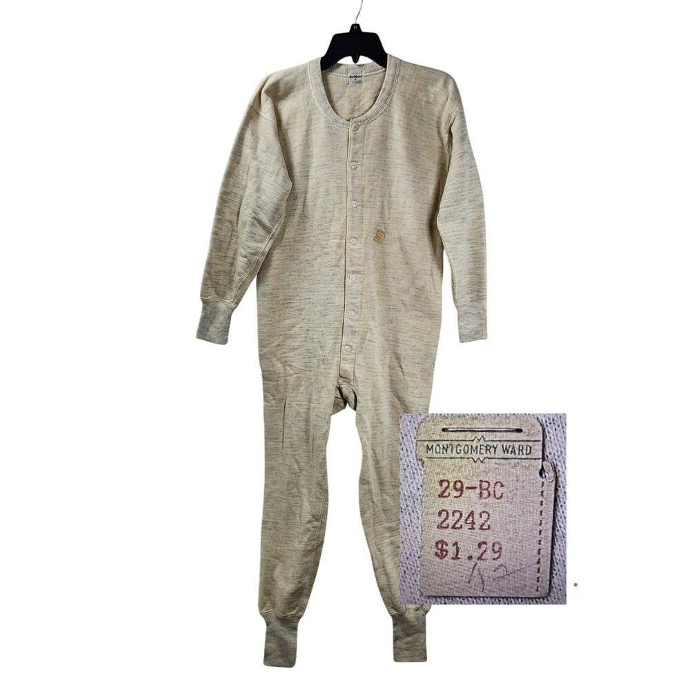 Vintage‎ Mens Union Suit Long Johns Montgomery Ward New Dead Stock 42 Healthgard